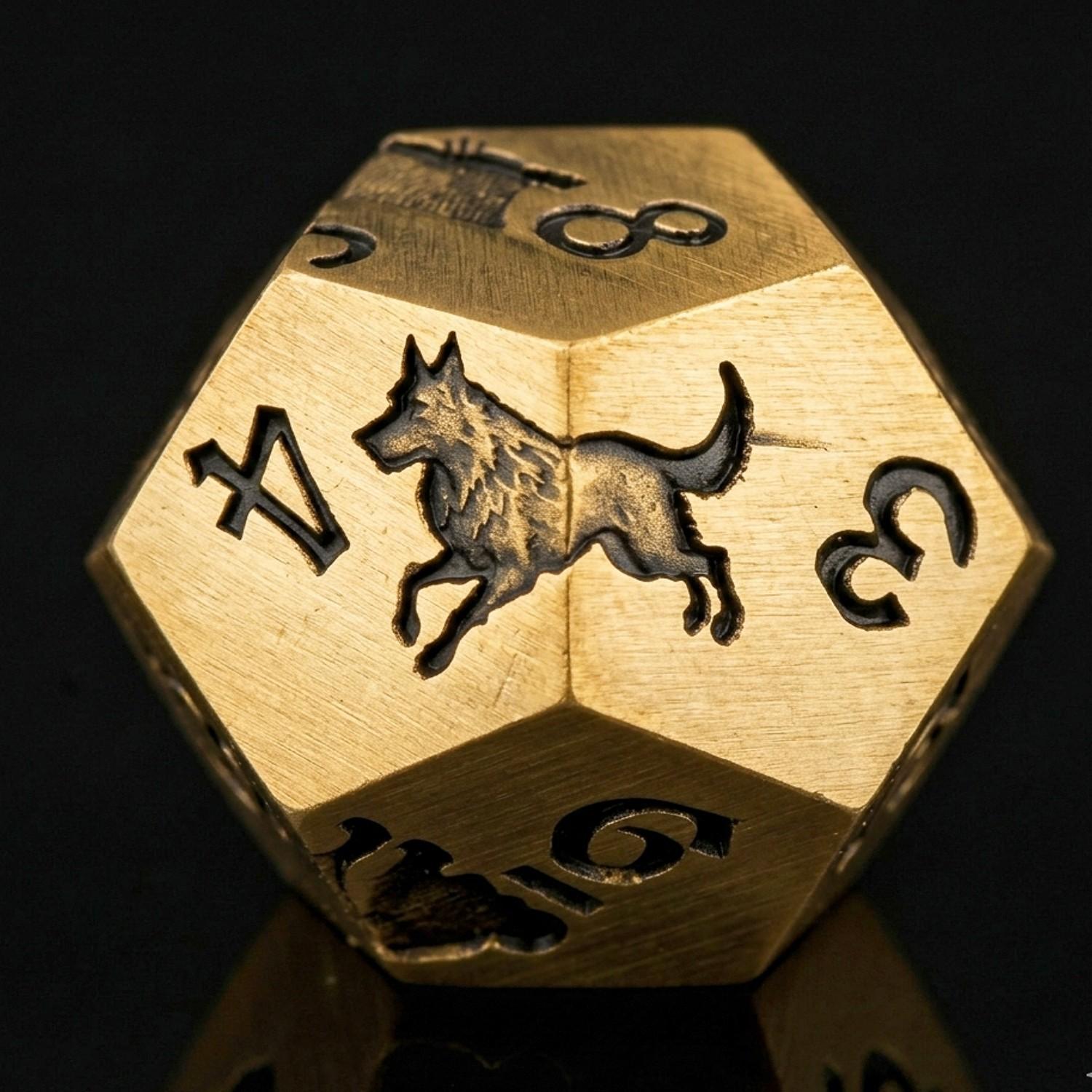 Metal Cat Dog Carved D&d Dice Set, 7-Piece Sharp Corner Polyhedral Rpg Tabletop Dice, Dragon & Dungeon Collectible Dice