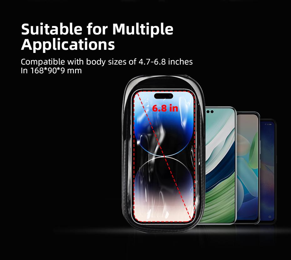 Bicycle Top Tube Frame Bag, Waterproof Bike Phone Holder 6.8″ Touchscreen Phone Storage Bag, Large Capacity Cycling Accessories for MTB Road Bike