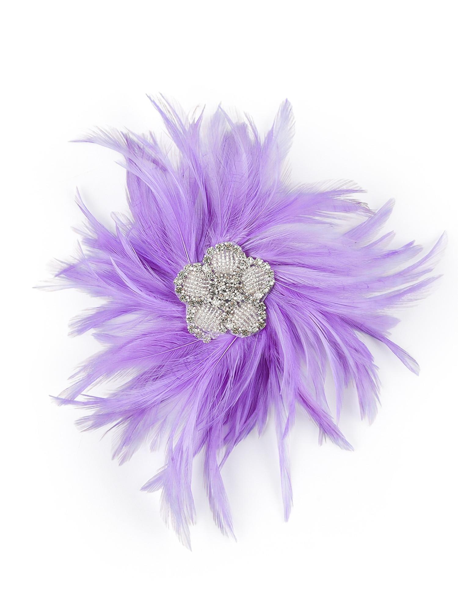 Sparkling Rhinestones Flower Feathered Hair Clip Hair Ornament for Festival Derby Event Gathering Cocktails Party Brooch Fash