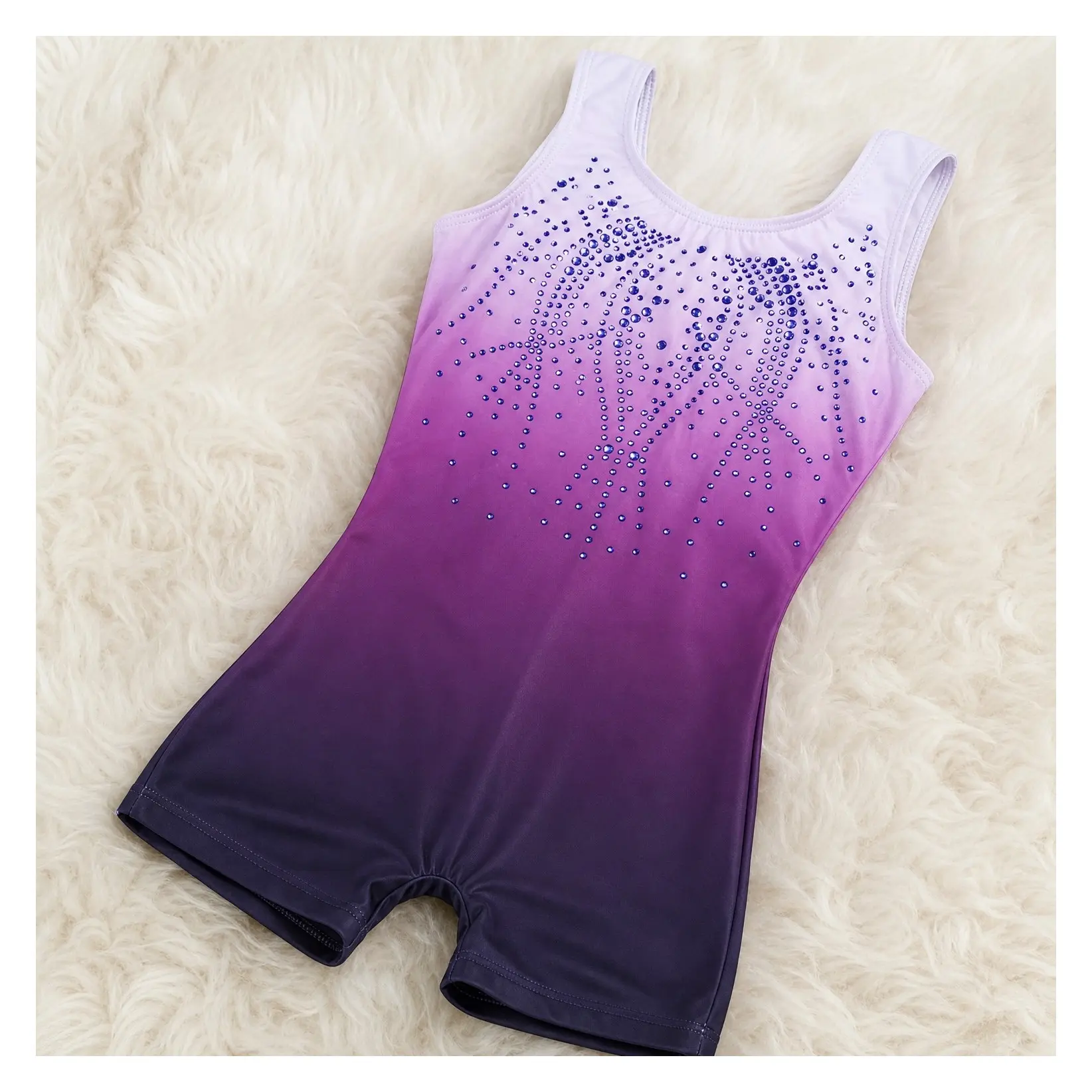 Girls Sparkly Shiny Diamond Gymnastics Leotard with Shorts - One Piece Ballet Dance Biketard for Ages 3-12, Stretchy Tumbling Gym OutfitGift