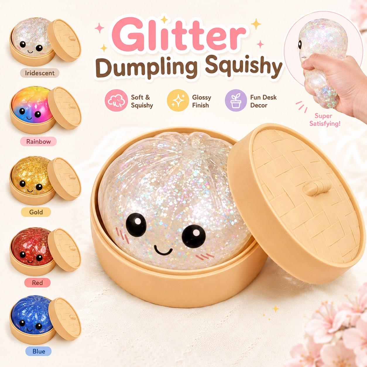 8.5cm Dumpling Squishies Stress Relief Balls, Dumplings Stress Balls, Handmade Squeeze Fidget Toys With Steamer Storage Case, Soft TPR Slow Rebound Big Bun Squishy, Realistic Food Shaped Sensory Squeeze Toy, Anxiety Relief & Focus Decompression Prop,