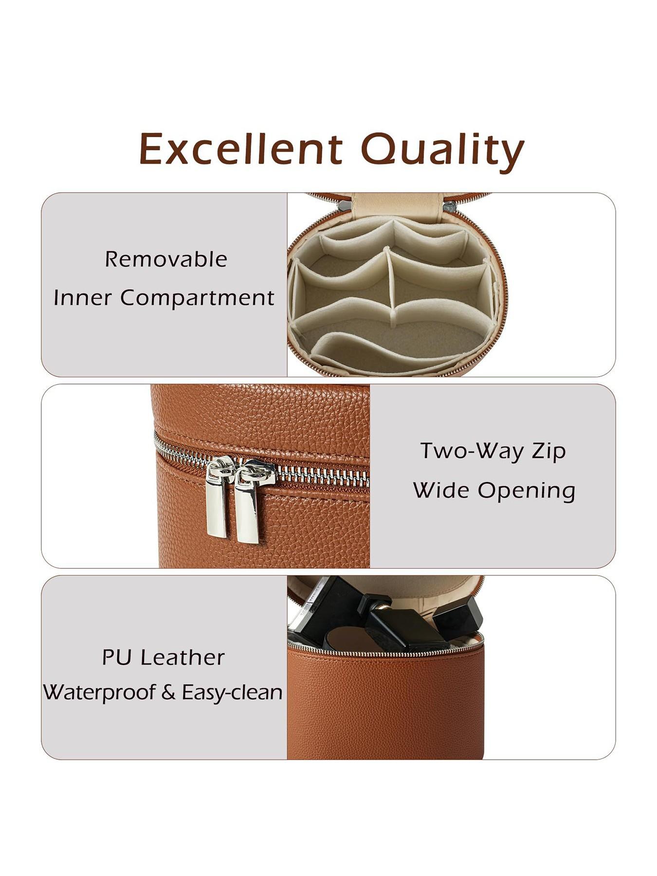 Fashion PU Cosmetic Bag, Large Capacity Travel Makeup Pouch, Detachable Lining, Solid Pattern, All Seasons, Women's Vanity Case