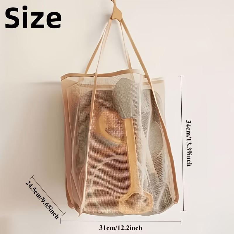 Large Capacity Mesh Beach Tote Bag, Solid Color with Durable Handles, Ideal for Travel, Beach, Vacation, Camping, Multi-Functional Storage Solution