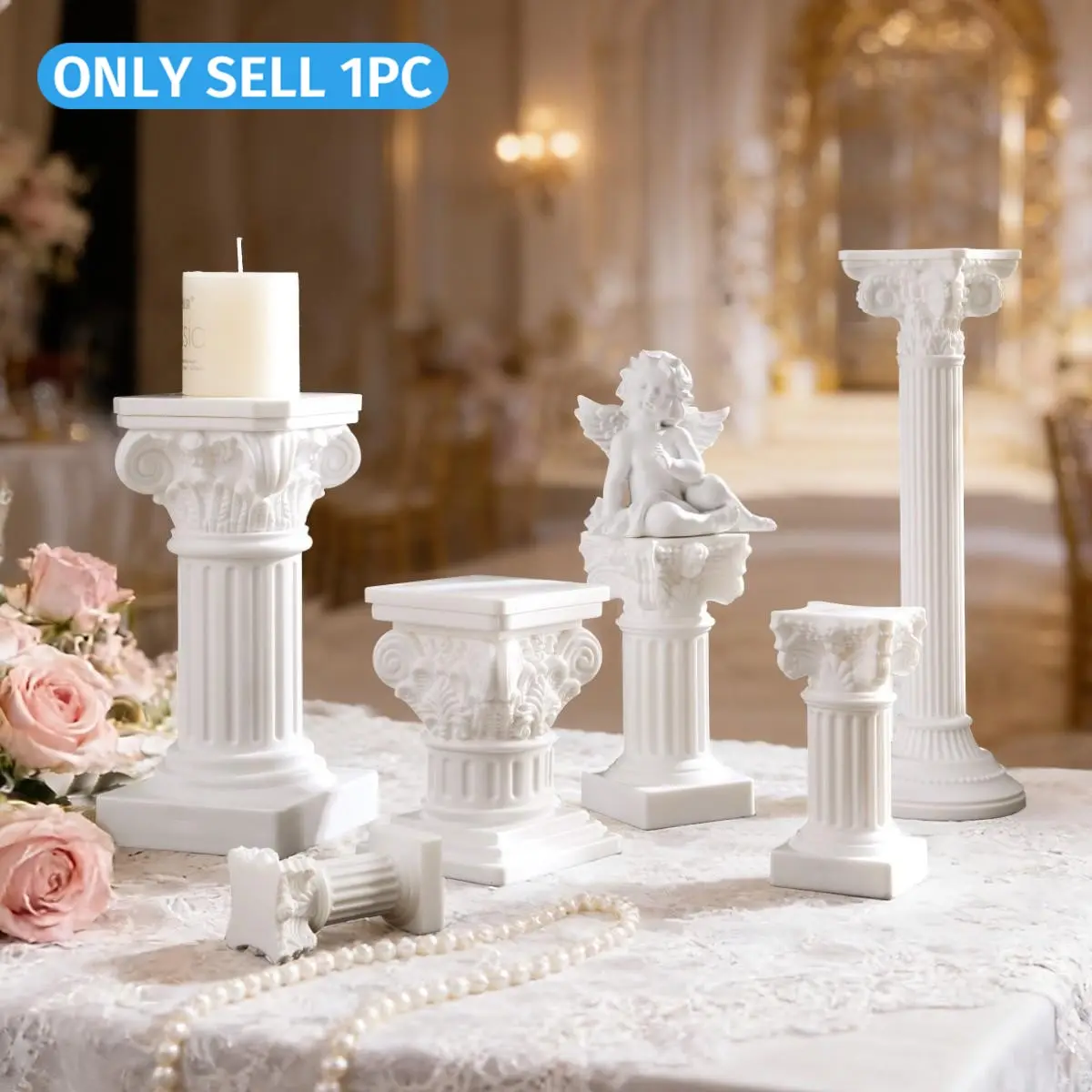 European Vintage Roman Column Angel Decorative Figurine, Collins Pillar Decoration, Wedding Centerpiece Candle Holder, Candle Holder Centerpieces, Romantic Photography Prop, Room Decor, Interior Decoration Accessories, Home Accessories