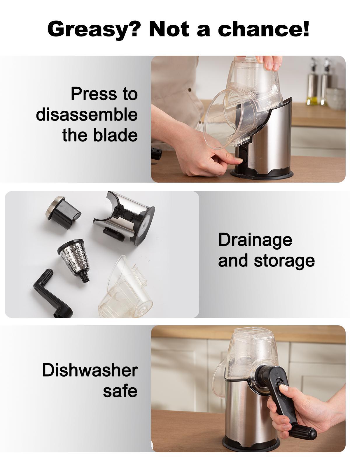 Kitchen Rotary Cheese Grater with Handle -Mandoline Slicer with 3 Stainless Steel DrumBlades-Vegetable Slicer Walnuts Grinder Cheese ShredderRound Mandoline with Peeler, Christmas Gift in Black Friday Kitchen Rotary Cheese Grater with Handle -Mandoline Slicer with 3 Stainless Steel DrumBlades-Vegetable Slicer Walnuts Grinder Cheese ShredderRound Mandoline with Peeler, Christmas Gift in Black Friday