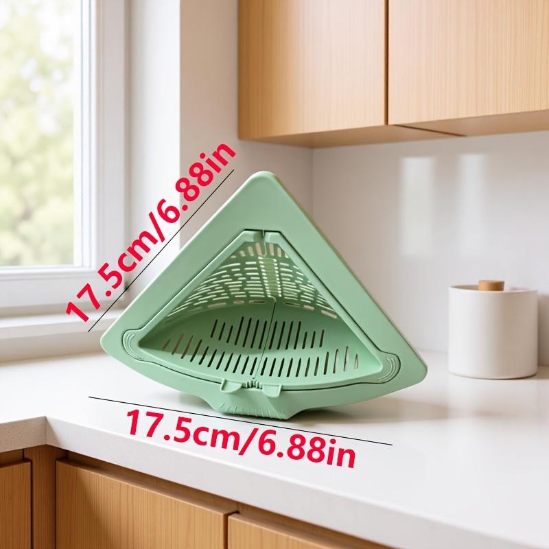 2 Counts Triangular Draining Basket Random Color Kitchen Filter Net Storage Rack Strainer for Vegetable Fruit and Rice Residue