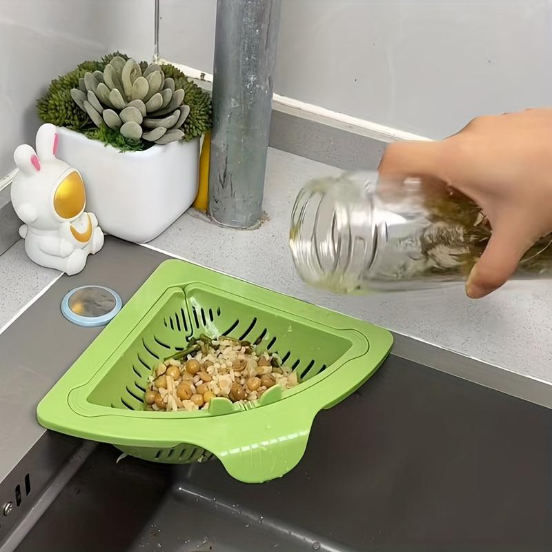 Kitchen Magnetic Garbage Filter, Triangle Drain Basket, Suitable for Right Angle Iron Vegetable Basin, Kitchen Filtering Net, Shelf Water Tray