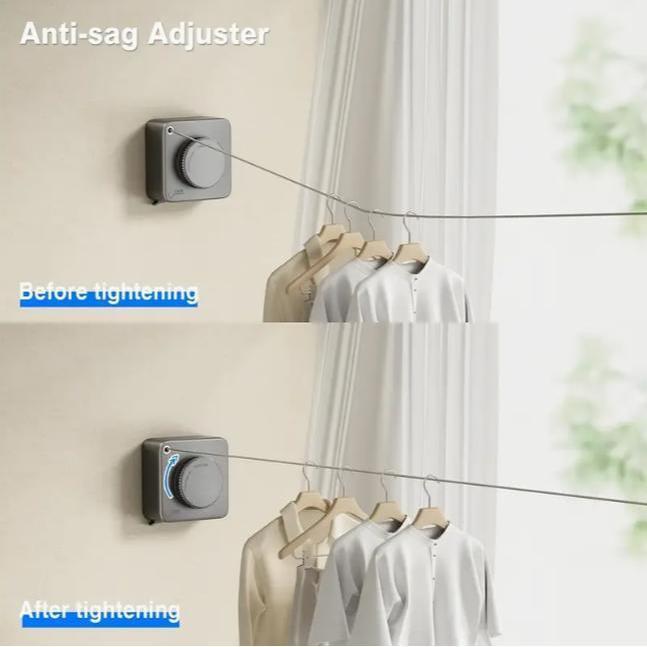 Heavy-Duty Retractable Clothesline 5.76m/188.98in - Square Anti-Slip Clothes Drying Rack for Home Bathroom Balcony Indoor Outdoor Use Laundry