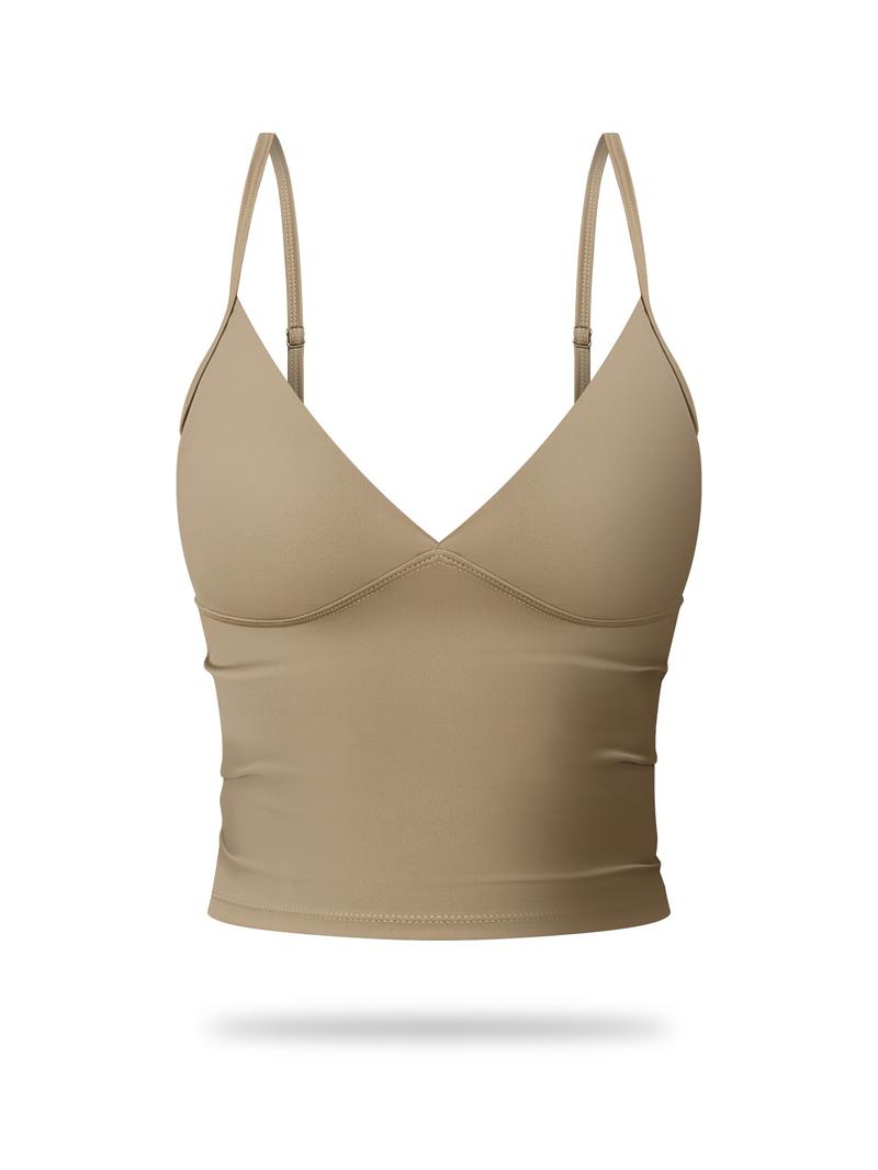 Women's Solid Color Sports Cami Top, Breathable Comfortable Sports Top, Ladies Sportswear for Indoor Outdoor Wear