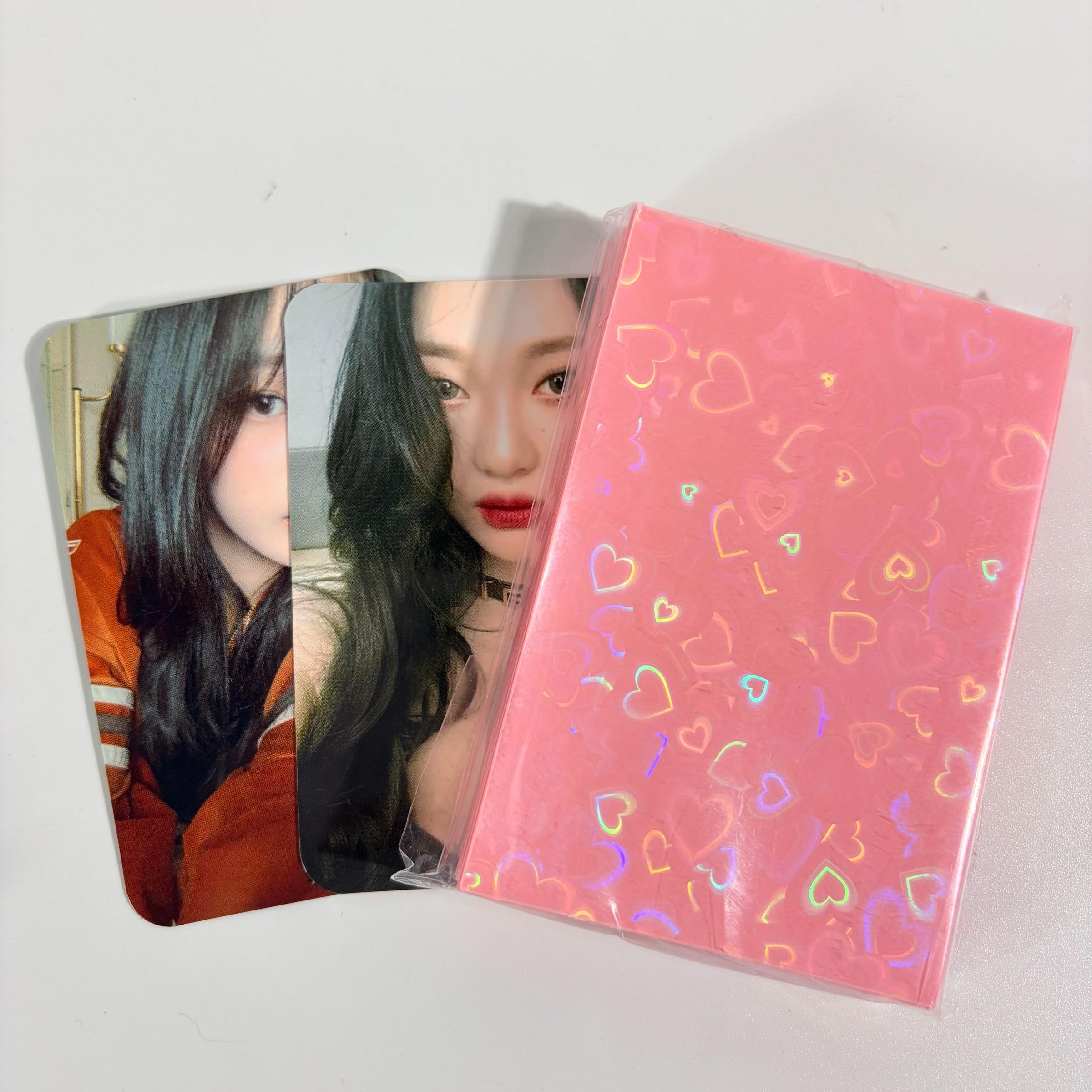 50Pcs 61x91mm Card Sleeves – Card Sleeve Protectors Premium Clear Love style PVC Fits YGO/Photocard/Sports Cards, Small Size Trading Card Holder, Durable & Scratch-Resistant, Perfect Gift Set for Collectors