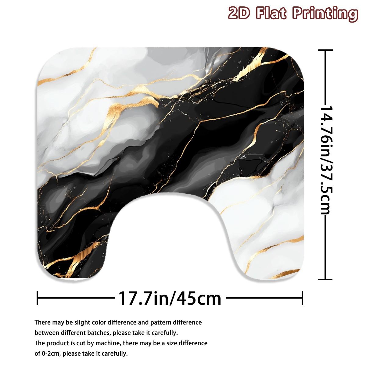 4PCS Marble Shower Curtain set, Black White and Gold Marble Bathroom Decor, Accessories with Bath Mat, U-shaped Mat, Toilet Lid Cover, 12 Hooks 180x180cm Curtain, Luxury Stone Aesthetic, Home Decor, bathroom accessories