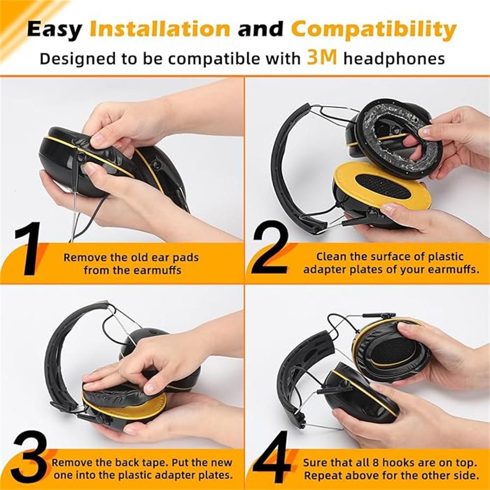 Silicone Gel Ear Pads for 3m Worktunes/peltor, Self-Adhesive Cooling Replacement Ear Cups, Noise Reduction Design, Comfortable Fit