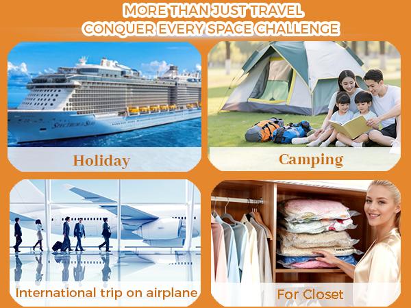 ADTO Cordless Travel Vacuum Bag Set – 15-Pack Compression Bags for Carry-On Suitcases – 140L/Min Powerful Air Removal – USB Rechargeable Handheld Pump with Built-In Battery – Space Saver for Clothes & Packing Organiser-Gift