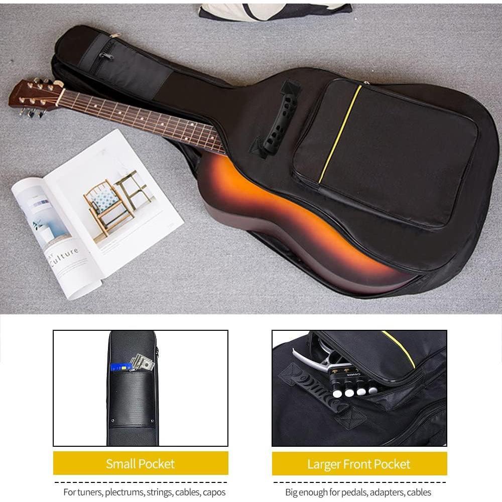 3 count Guitar Accessories Kit - Gig Bag, Folding Stand, Adjustable Strap for Acoustic, Classical, Bass Guitar