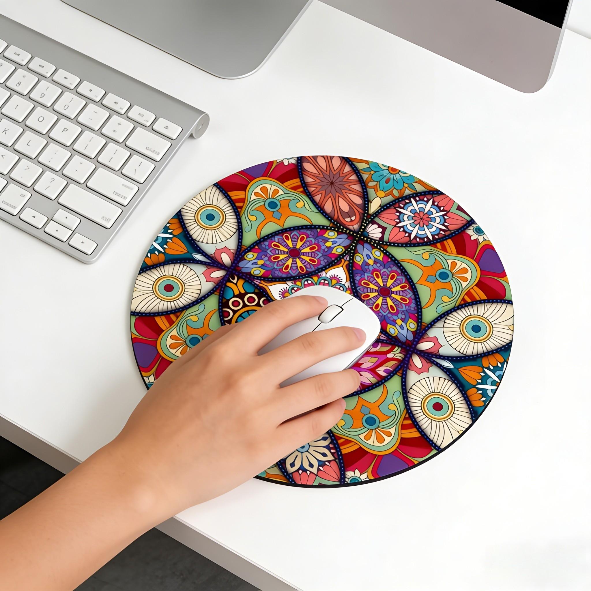 Fashion Compass Round Mouse Pad, Non-Slip Rubber Base, Small Desktop Mat for PC/laptop, Gaming/mouse Pad, Office Use, Gift for Women - 7.87 Inches