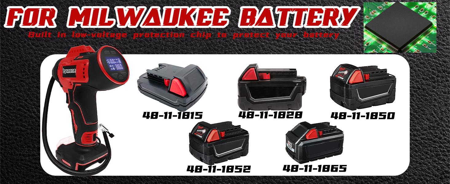 Cordless Tire Inflator Air Compressor Compatible with Milwaukee 18V Battery, 160PSI Portable Handheld Air Pump with Digital Pressure Gauge for Motorcycles Cars Bike Sport Ball Auto (NO Battery)