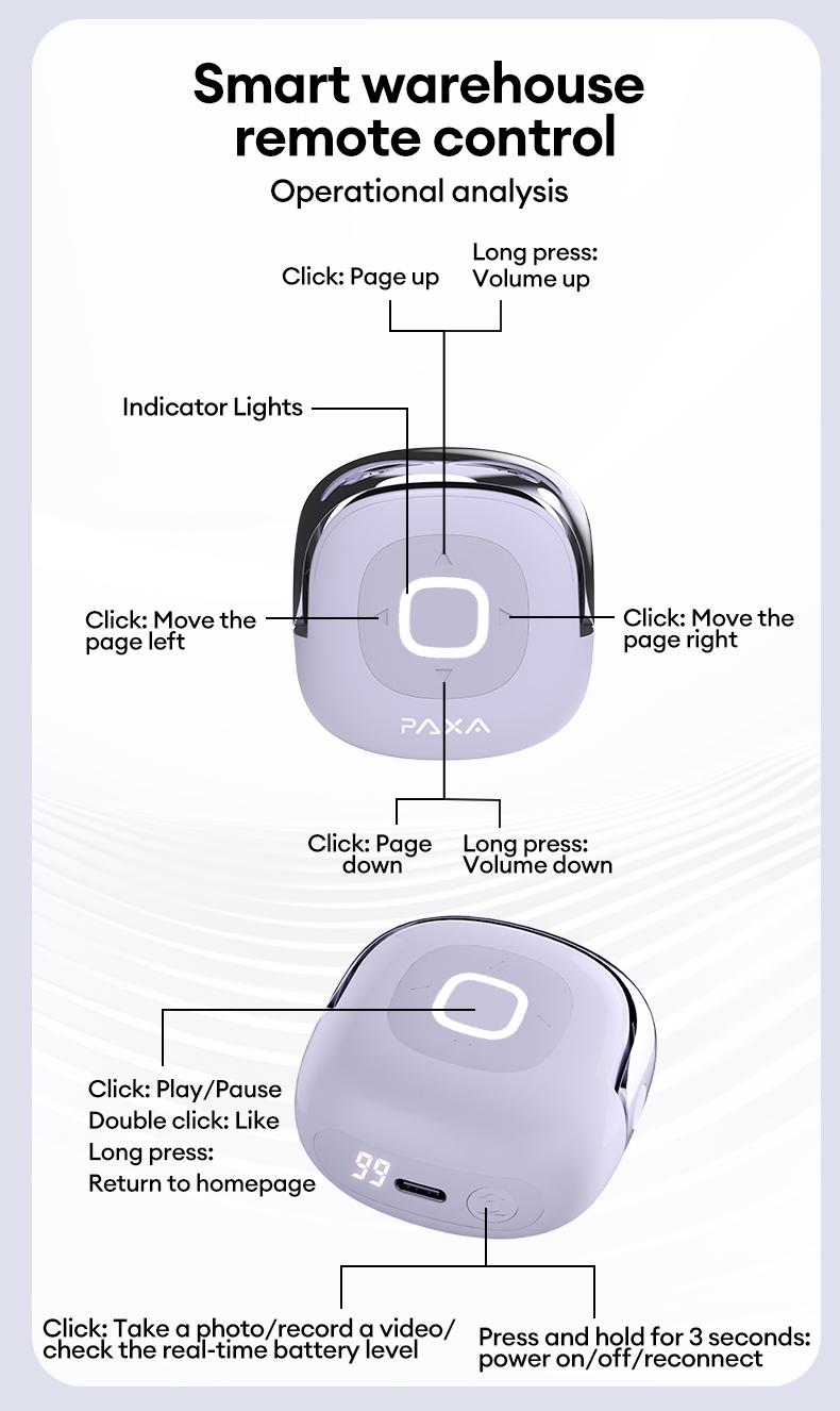 T7 TWS Bluetooth Remote Control Earbuds for Short Videos Viewing & Camera Remote HIFI Stereo Audio Headphones Compatible with Various System Electronic Headset