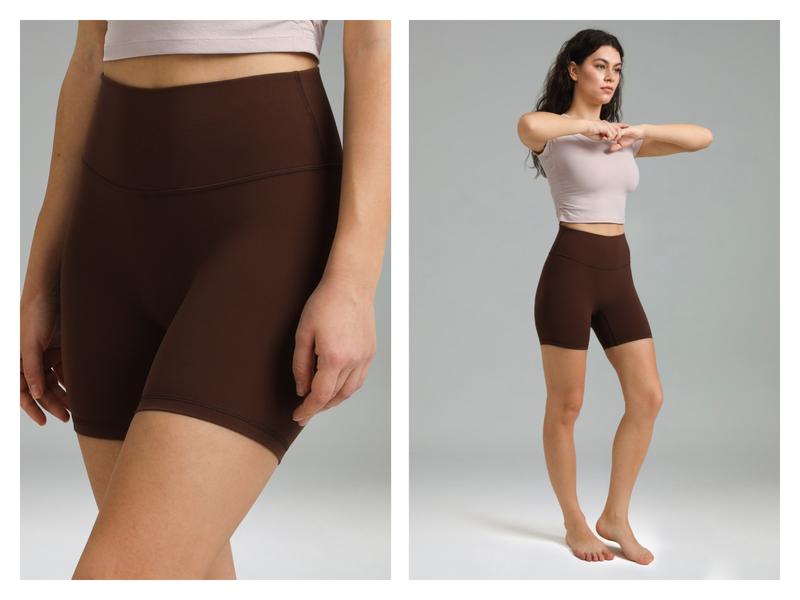 Colorfulkoala Women's No Front Seam Dreamlux High-Waisted Yoga Shorts 6" with Inner Pocket Workout Shorts Bike Shorts