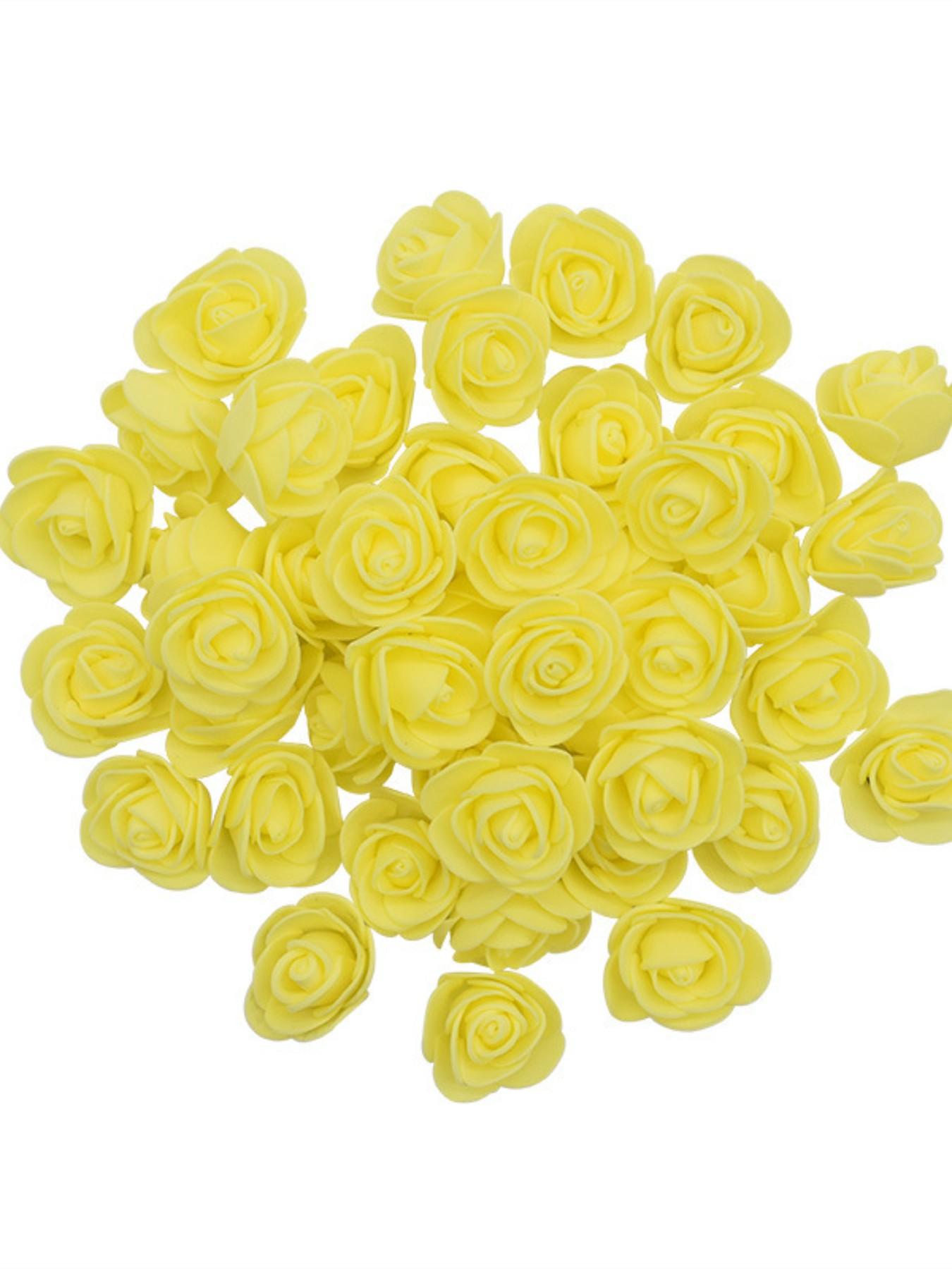 100pcs Pe Rose Foam Flower Heads, Wedding Party Decoration Accessories, Artificial Fake Flowers for Candy Boxes, Realistic Foam Flowers