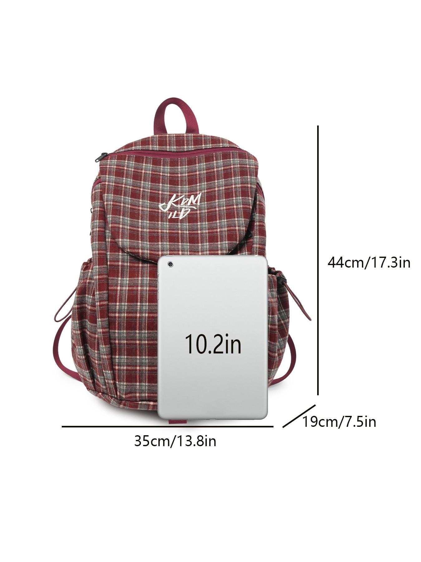1pc  Checkered women's backpack, casual backpack, flip cover, fashionable, versatile, simple and trendy, suitable for college students' campus travel, commuting, shopping, women's backpack