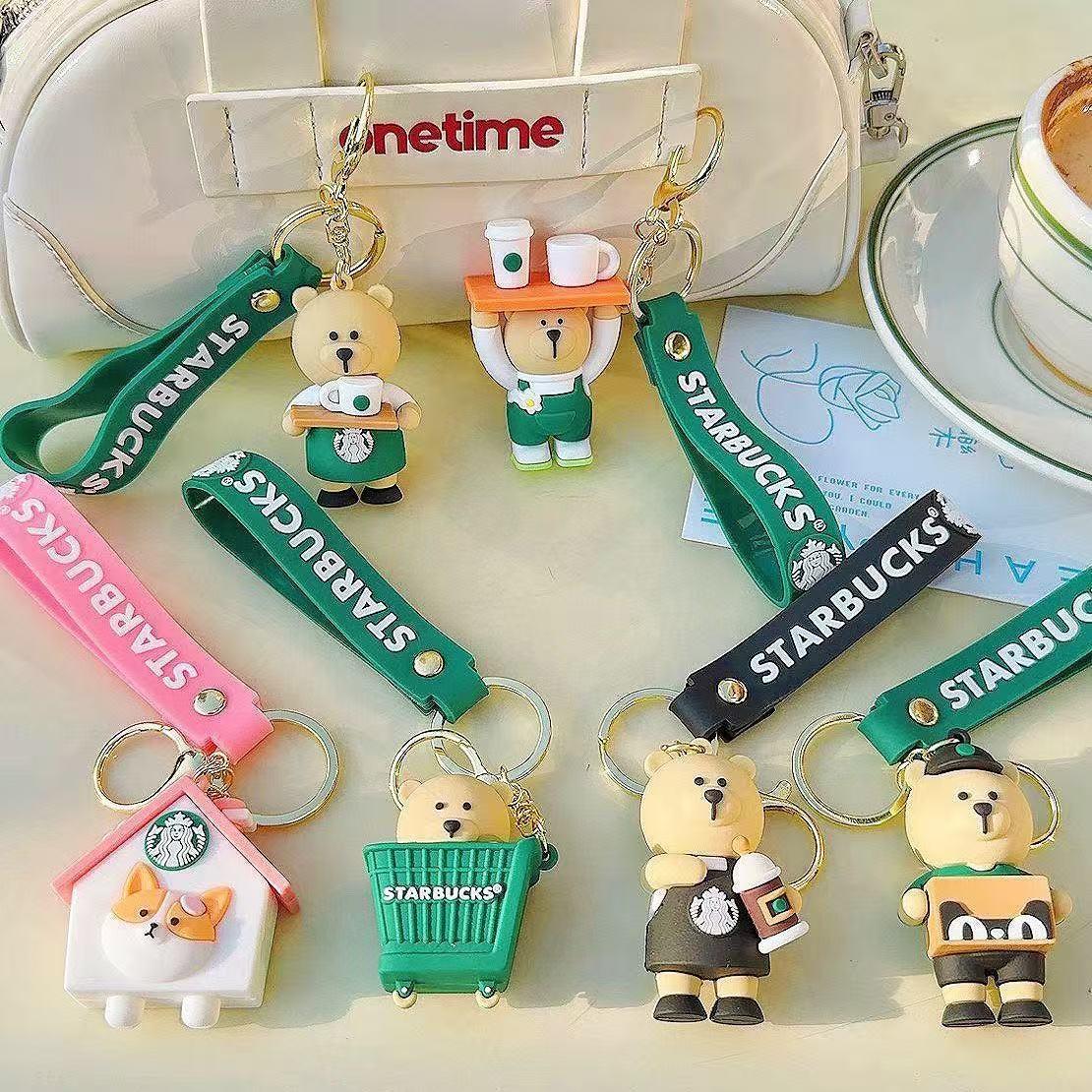 Starbucks Bear Keychain, Car Bag Charm, Perfect Gift, Cute Accessory, Ideal for Office Workers, Stylish & Functional