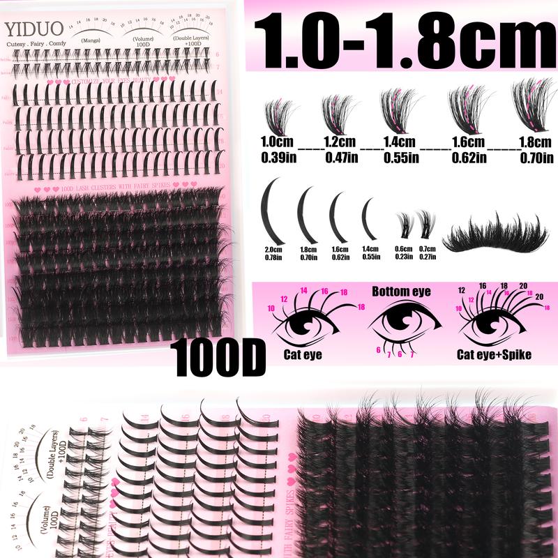 YIDUO 5 Styles Diy Lash Clusters Lashes Kit 60D\80D \100D\Spikes Eyelash and Bottom Lashes Clusters Kit 6-18mm Cluster Eyelash Extension Kit 840 Pcs D-Curl With Lash Bond and Seal, Lash Remover,Lash Tweezers,Eyelash Brush YIDUO 5 Styles Diy Lash Clusters Lashes Kit 60D\80D \100D\Spikes Eyelash and Bottom Lashes Clusters Kit 6-18mm Cluster Eyelash Extension Kit 840 Pcs D-Curl With Lash Bond and Seal, Lash Remover,Lash Tweezers,Eyelash Brush