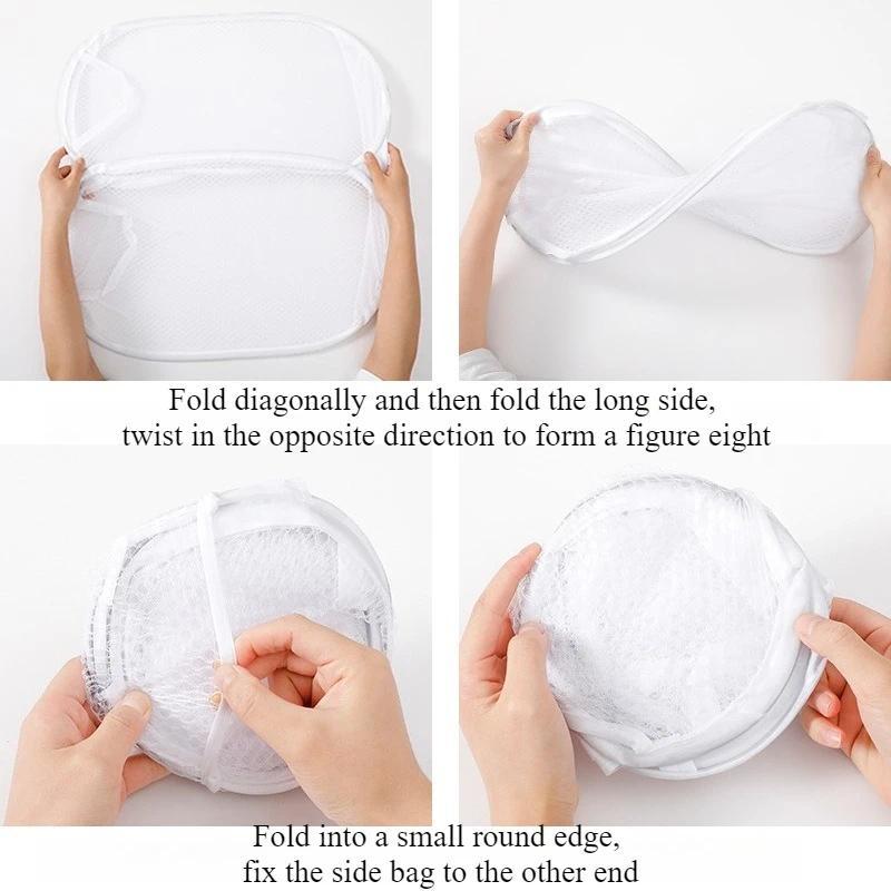 1pc Foldable Mesh Laundry Basket Dirty Clothes Place Solid Color Breathable Storage Toys Sundry Storage Home Storage Basket Laundry Organizer