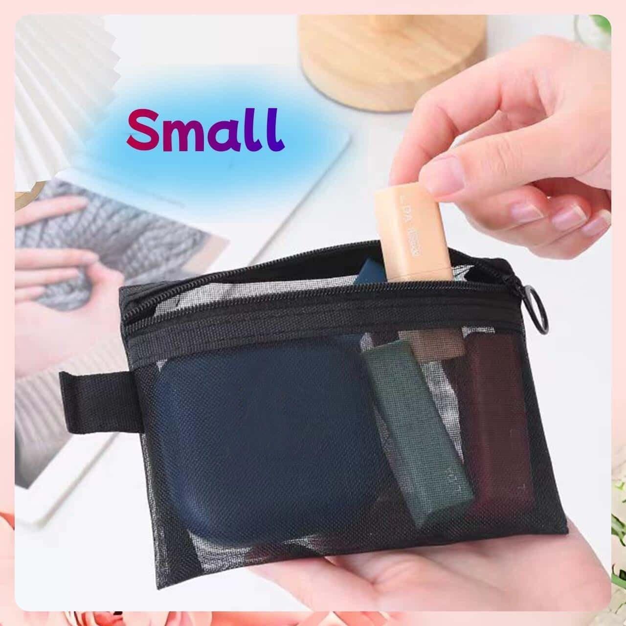 Travel Makeup Bag Organizer, Transparent Mesh Large Capacity Lipstick Holder, Portable Simple Bathroom Kit Storage Bag