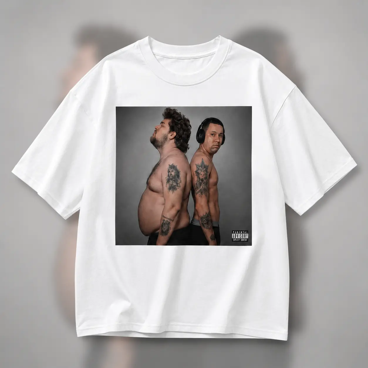 Drachenlord x Timgioh Viral Body Side‑Profile Meme Album Cover Graphic T‑Shirt, Unisex Oversized Funny Internet Culture Streetwear Cotton Tee