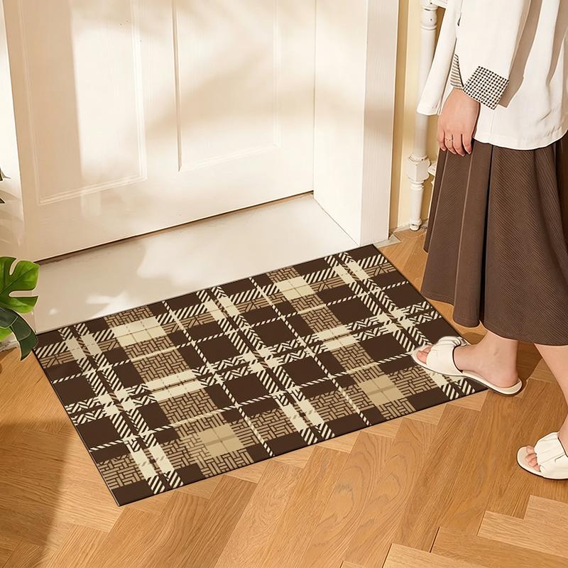 Retro Brown Plaid Non-slip Entry Doormat outdoorfun