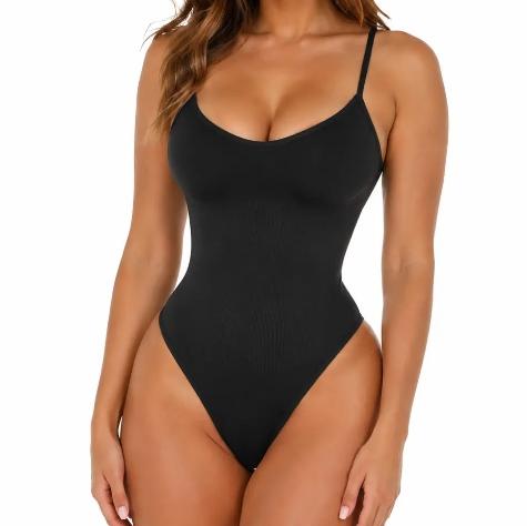 Women's adjustable strap bodysuit shapewear, Under dress shapewear, seamless stretch sculpting wear, tummy control waist trainer, butt lifting shaping lingerie, breathable smooth base layer, curve enhancing design, perfect for daily wear and fitness