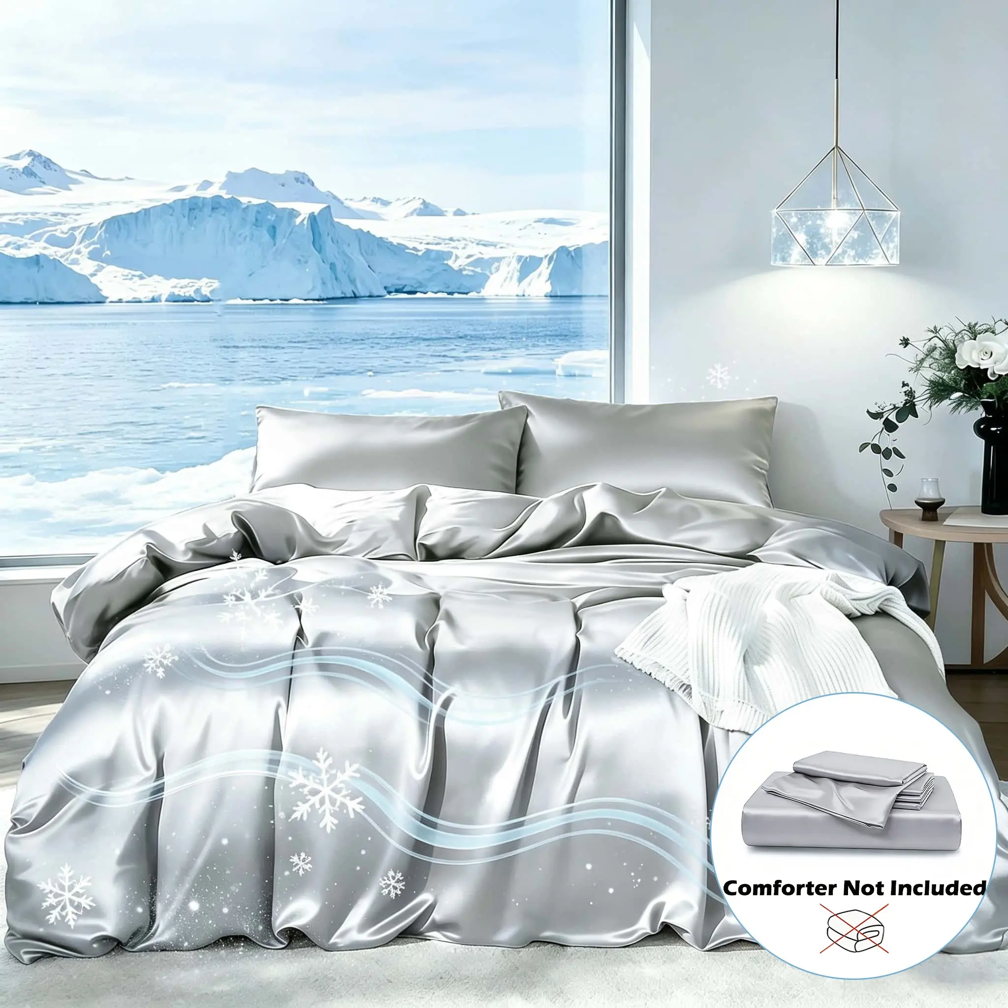 Luxury Solid Satin Bed Linen 3-Piece Set | 1 Duvet Cover + 2 Pillowcases, No Comforter & Pillow Inserts, Hotel-Grade Quality, Ideal Valentine’s Day Gift
