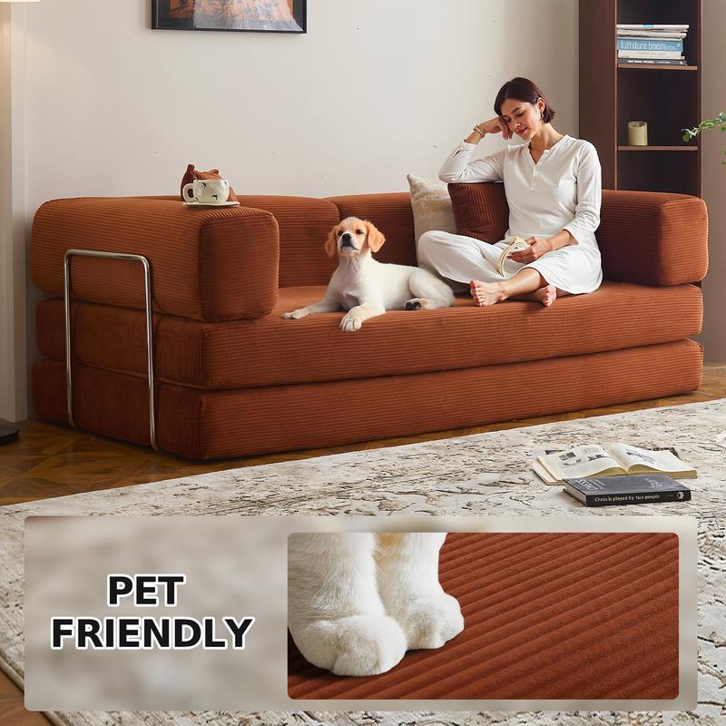 78.8'' Sofa Bed Cloud Couch Corduroy Upholstered Sectional Convertible Multi-Functional Floor Sofa for Living Room & Apartment Furniture