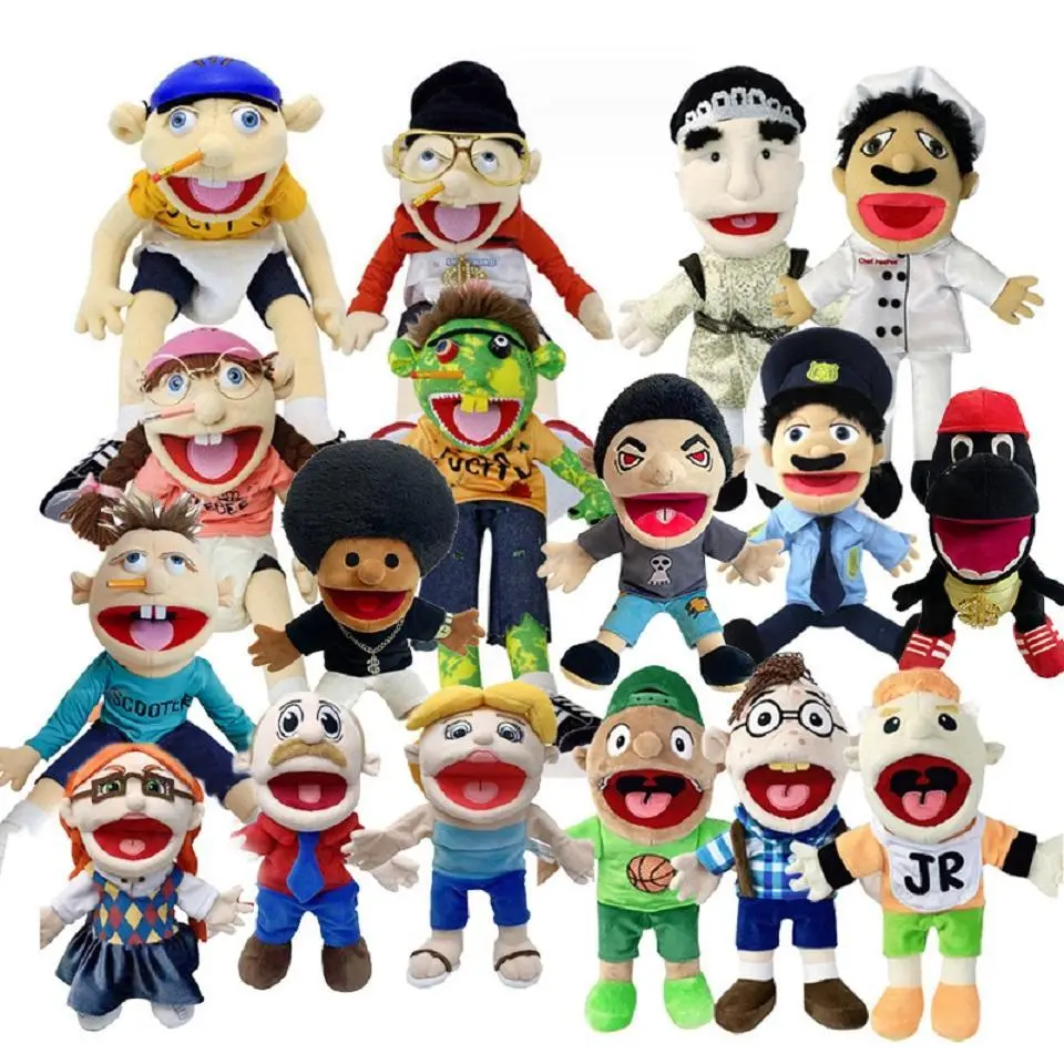 Jeffy Hand Puppet Plush Doll, 30-60cm (Incl. 40cm-1, 35cm, 50cm-2 Sizes), Soft Children’s Toy, Talk Show Party Prop, Christmas Gift for Kids