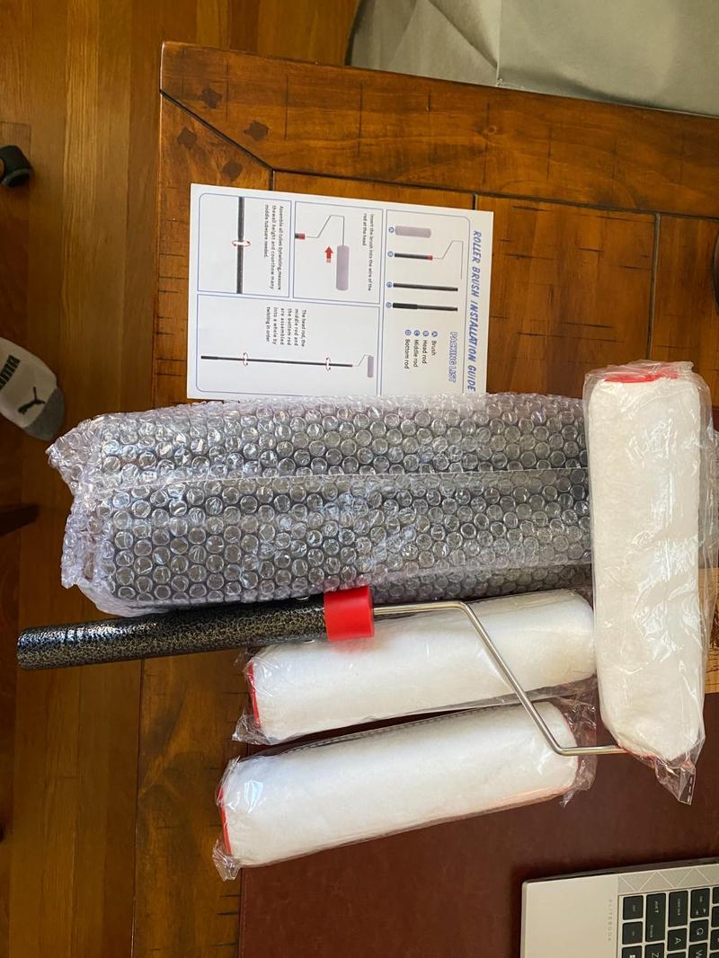 Paint Roller kit,Adjustable Paint Roller Extension Poles with Brush Stainless Steel Poles Splicing Rod House Mural Brush for Walls and Ceiling Tools