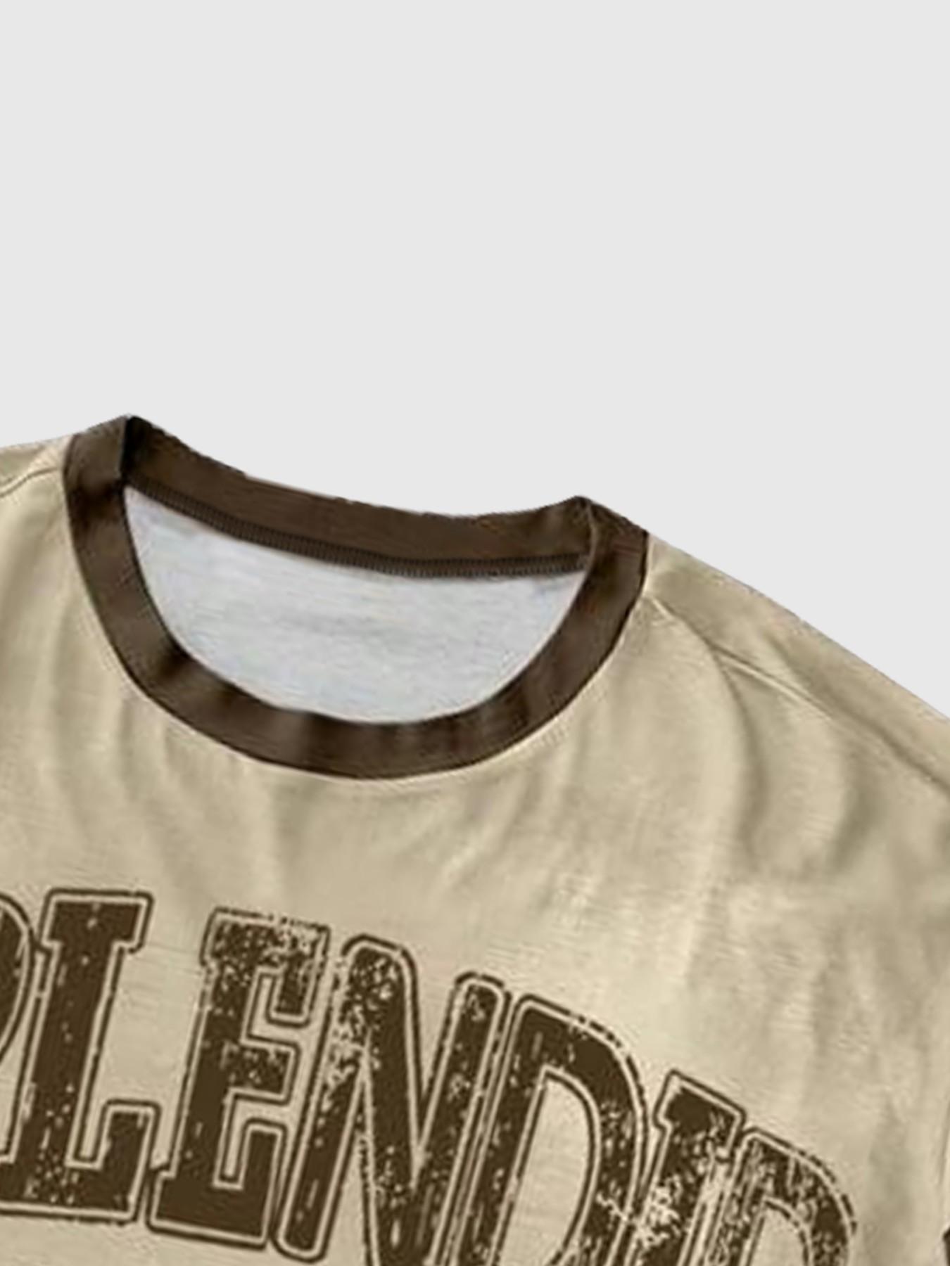 American Vintage Splendid Summer Eagle Print Short Sleeve T-Shirt, Men's Loose Oversize Football Sleeve Top, Street Style Fitted Tee