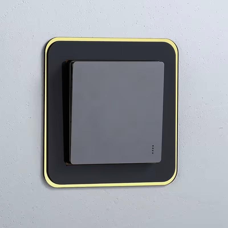 Self-Adhesive Light Switch Surround Covers, Stylish Multi-Color Decorative Light Switch Covers Golden & White/Golden & Black/Golden & Gray Self-Adhesive Trim