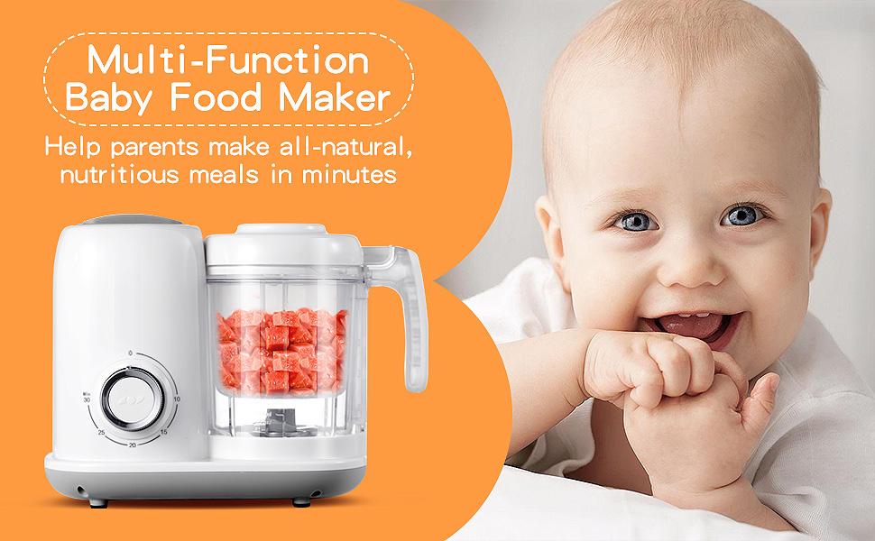 Baby Food Maker 4-in-1: Steamer Blender Warmer & Defroster | Baby Food Processor with Vegetable Chopper & Meat Grinder | BPA Free, Dishwasher Safe electric machine Gift BFM001