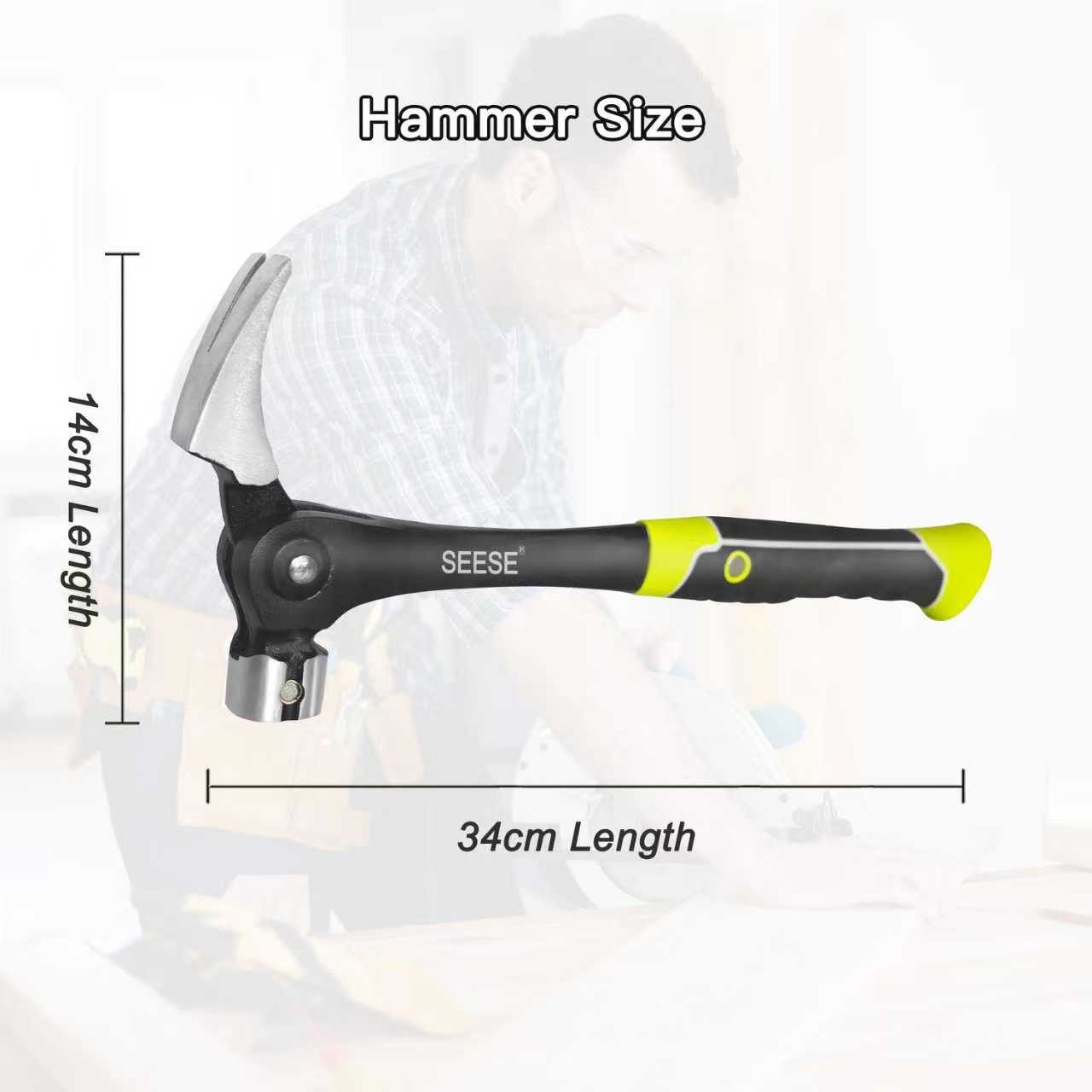 【SummerVibes】SEESE 16oz Claw Hammer with Magnetic Nail Starter,Indexing Rip Claw,Forged Steel Head,Shock-Absorbing TPR Grip,Heavy Duty Framing & DIY Tool 【SummerVibes】SEESE 16oz Claw Hammer with Magnetic Nail Starter,Indexing Rip Claw,Forged Steel Head,Shock-Absorbing TPR Grip,Heavy Duty Framing & DIY Tool