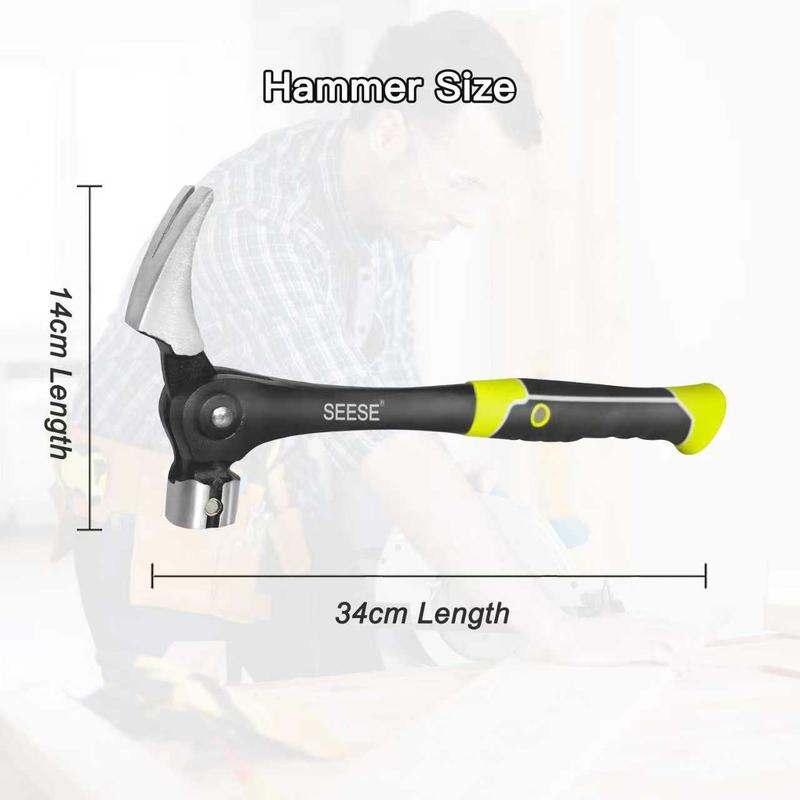 SEESE 16oz Claw Hammer with Magnetic Nail Starter,Indexing Rip Claw,Forged Steel Head,Shock-Absorbing TPR Grip,Heavy Duty Framing & DIY Tool SEESE 16oz Claw Hammer with Magnetic Nail Starter,Indexing Rip Claw,Forged Steel Head,Shock-Absorbing TPR Grip,Heavy Duty Framing & DIY Tool
