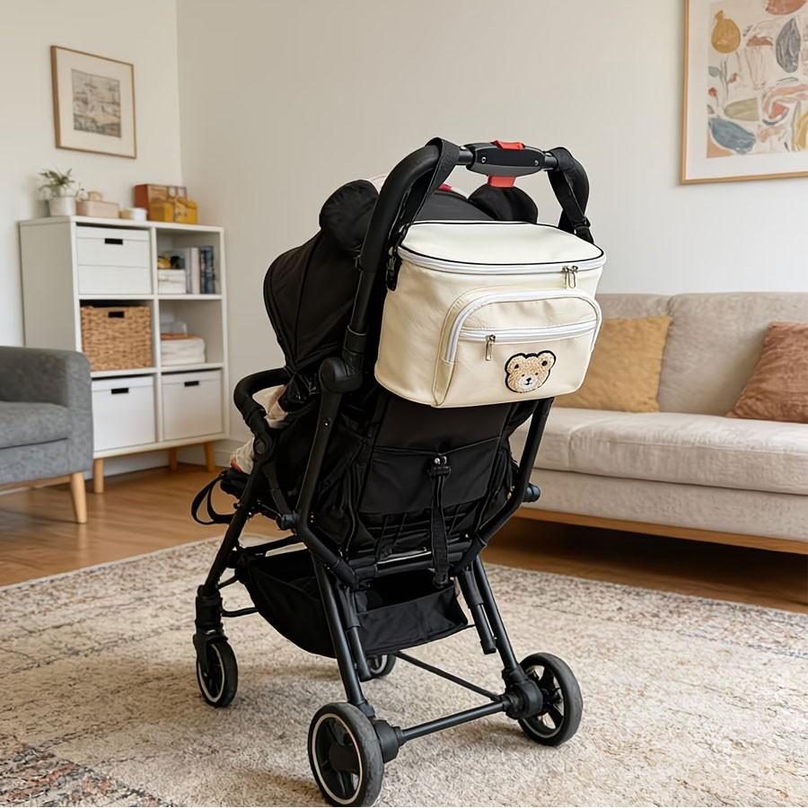 Cute Little Bear Stroller Storage Bag, Large Capacity Multi-Pocket Stroller Accessory, Convenient Baby Gear Organizer