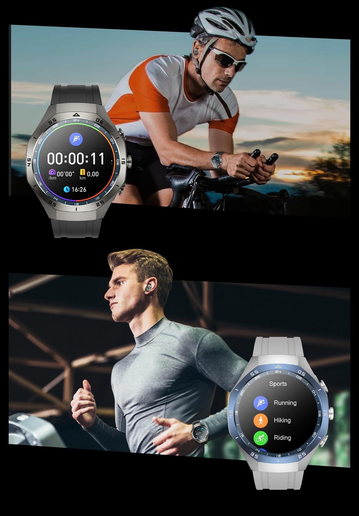 F33 Smart Watch for Men with Built in Earbuds Bluetooth Calling 139 Inch HD Round Display Heart Rate Sleep Blood Oxygen Tracking Daily Office Wear Business Tech Style Fitness Tracker