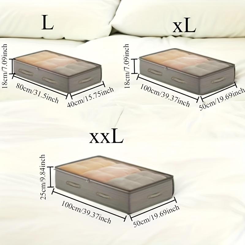 Set of 4 Heavy-Duty Under-Bed Storage Bags - Foldable Opening Design for Closet Organization, Space-Saving, Stackable Bedroom Storage Bags Suitable for Clothes, Bedding, Seasonal Decorations - Universal Standard Size for Beds