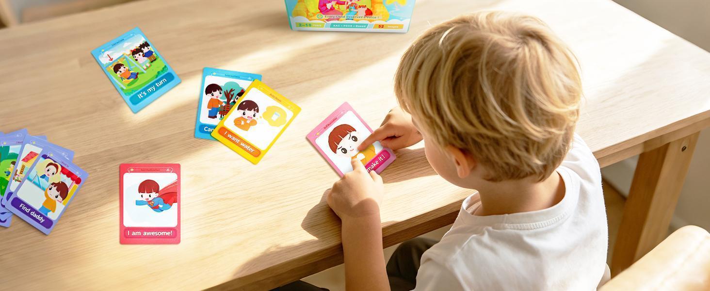 Communication Cards for Nonverbal Kids- 52 Flash Cards with Water Proof Album and Lanyard for Special Needs, Autism | PECS, AAC, Therapy Materials, Speech Delay Learning Materials Communication Cards for Nonverbal Kids- 52 Flash Cards with Water Proof Album and Lanyard for Special Needs, Autism | PECS, AAC, Therapy Materials, Speech Delay Learning Materials