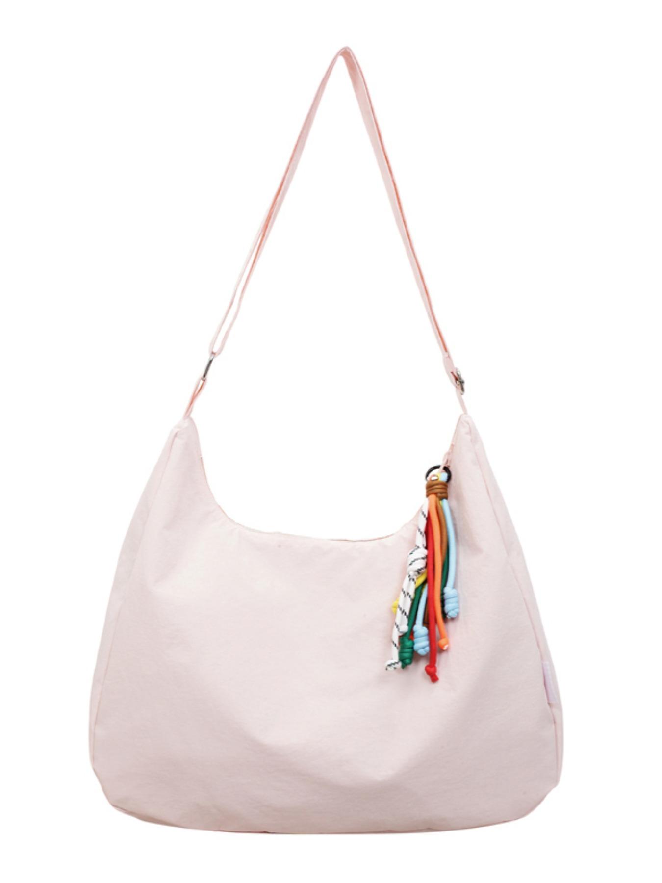 Water-Resistant Nylon Crossbody Shoulder Bag, Large Capacity Casual Style, Plain Design for All Seasons, Ideal for Students and Daily Use