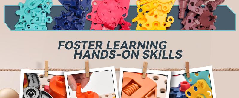 Magic Montessori Play Toolbox with Electric Drill, Kids Tool set Real, Toddler Screwdriver Toy Power Tools Box Drill and Screw kit for Boys Girls