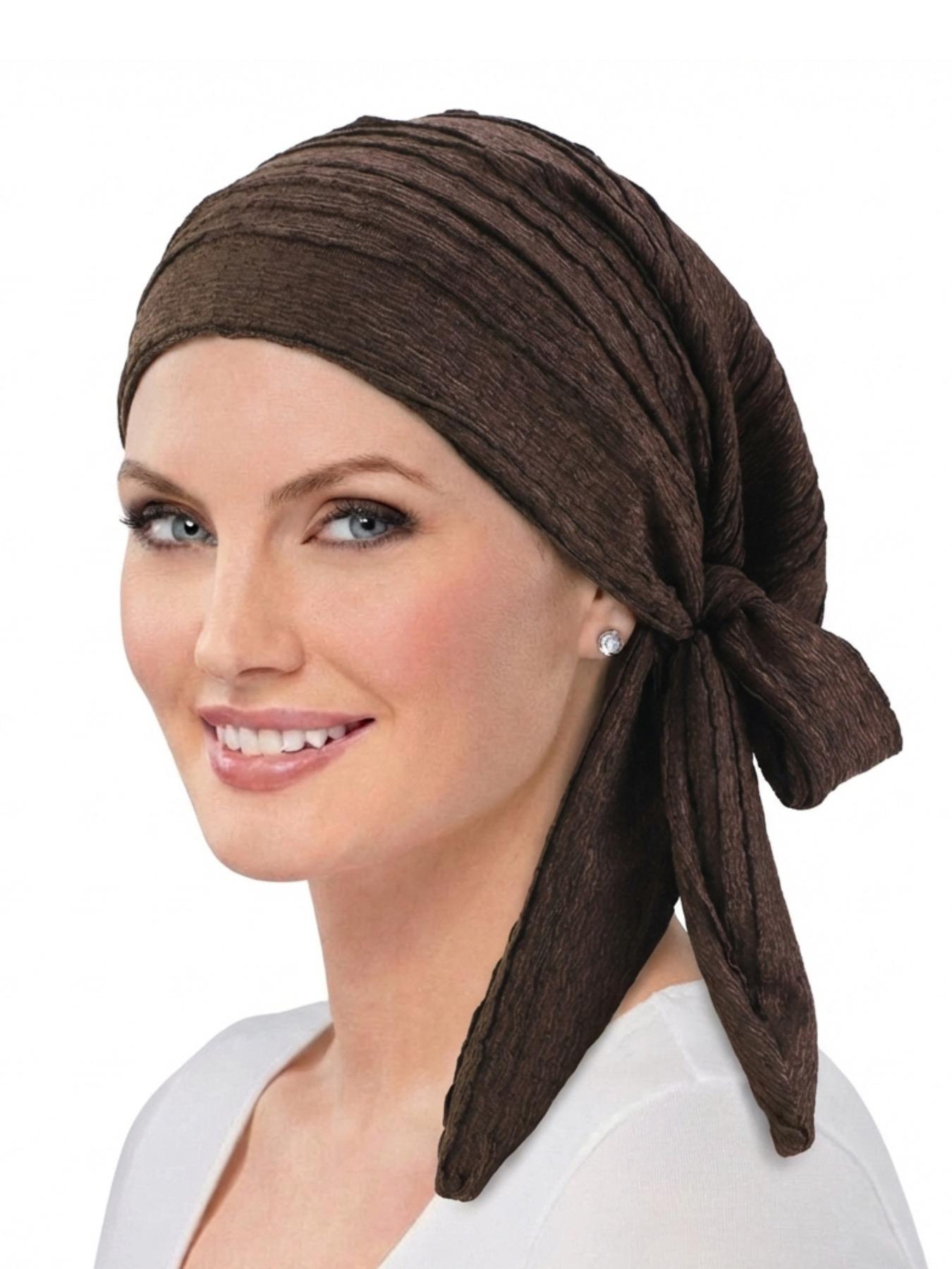 New Folded Draped Headscarf Hijab Turban Hat Adjustable Wraparound Hair Protection Cap, Stylish and Functional Accessory for Daily Use