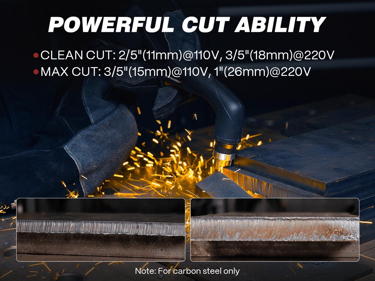 Arccaptain CUT55 Non-HF Plasma Cutter, Blowback Non-HF Pilot Arc Plasma Cutting Machine, Large LED Display IGBT Inverter 110/220V Dual Voltage, 3/5" Clean Cut, Mesh Cutting, Rust Removal, PA PT Adjustable, Black Friday Deals, Xmax Gift for Man and Dad