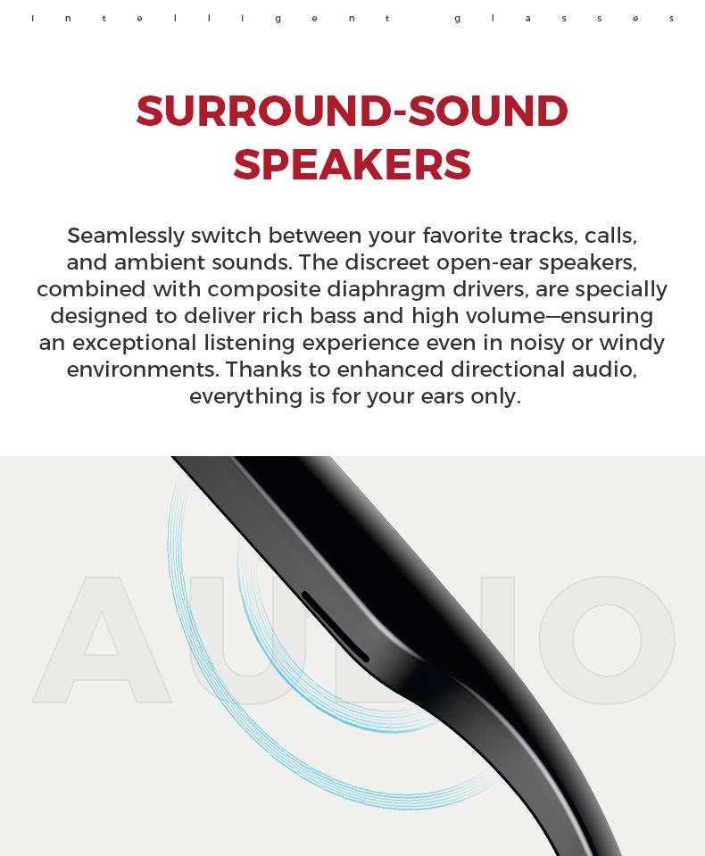 HYUNDAI M01 Intelligent  Camera And Video Glasses, built-in high-definition camera, equipped with surround sound headphones and speakers,and have smart polarized lenses that block blue light. They are suitable for daily activities such work and driving.