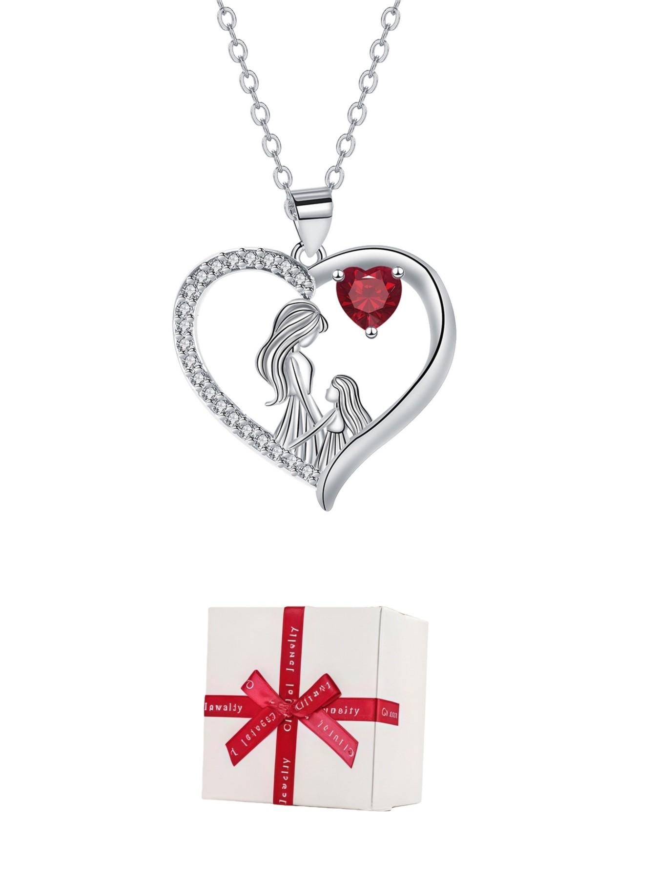 Pink Heart Shadow Exquisite heart-shaped fashion luxury gem necklace for mother and daughter.Paired with a preserved rose & teddy bear jewelry gift box.Perfect mysterious gift for festivals, birthdays, Valentine's Day, Mother's Day and Christmas.